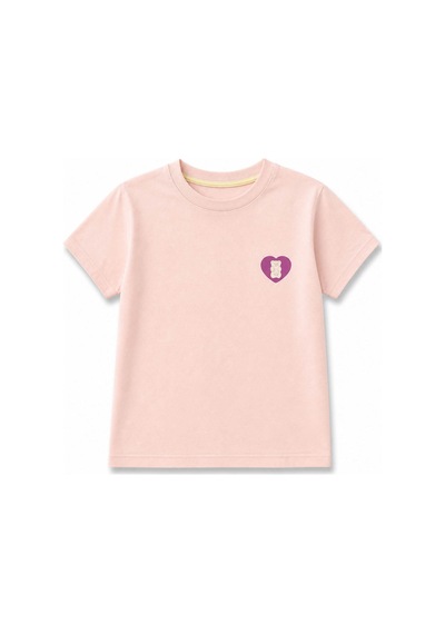 Haribo Lisanslı Kalpli Ayıcık Baskılı T-shirt Şort Takım Pudra