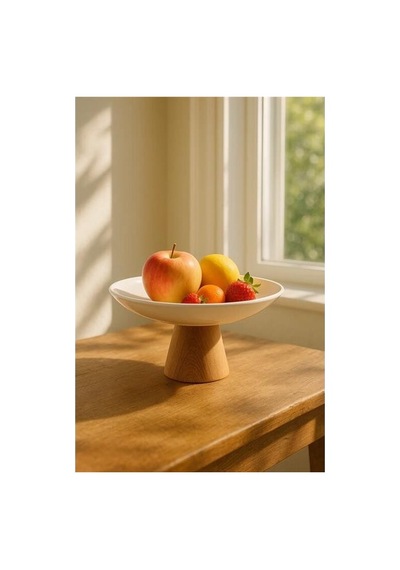 Akayev Porselen Ahşap Ayaklı 25 Cm Sunumluk Meyvelik