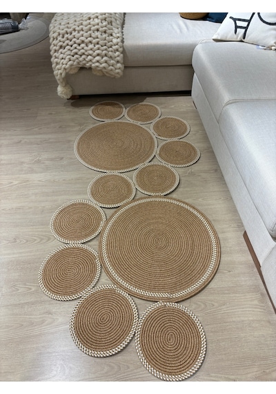 Mavaux Siyah Snake Hasır Jüt Bej Yolluk Halı Kilim Krem - Bej
