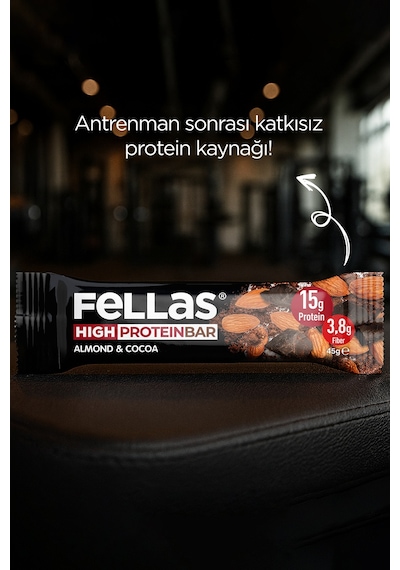 Fellas Yüksek Protein Bar - Bademli 45g x 12 Adet
