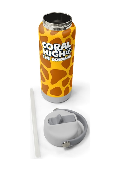 Coral High Zürafa Desenli Katlanır Ağızlıklı Çelik Termos 650 Ml 38344 Sarı