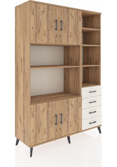 Hyperion Dolap 9 Raflı 4 Çekmeceli 4 Kapaklı 132x44x195 Çam-ç... Çam