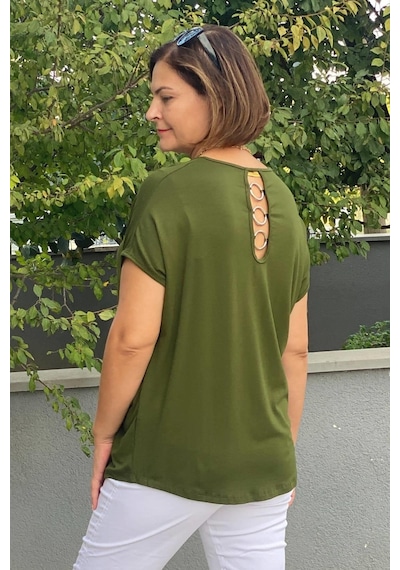 Mia Butik Büyük Beden Yeşil Minnoş Bluz -1488 Yeşil