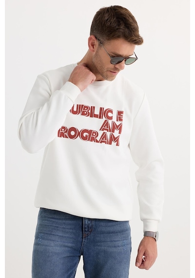 Tudors Unisex Oversize Geniş Kesim Pamuklu Yumuşak Dokulu İçi Polarlı Baskılı Beyaz Sweatshirt-37298 Beyaz Tudors Unisex Oversize Geniş Kesim Pamuklu Yumuşak Dokulu İçi Polarlı Baskılı Beyaz Sweatshirt-37298 Beyaz