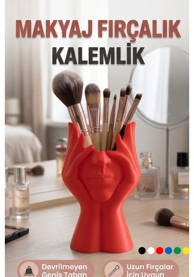Makyaj Fırçalık Heykel Kalemlik Fırça Ve Kozmetik Düzenleyici Kırmızı Makyaj Fırçalık Heykel Kalemlik Fırça Ve Kozmetik Düzenleyici Kırmızı