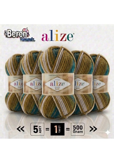 Superlana Maxi Batik 5 Li Paket Yeni Renk - 4684-kazak Hırka Ve Atkı İçin Kalın Örgü İpliği