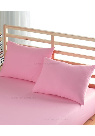 2 Adet Açık Pembe Pamuklu Fermuarlı 50x70 Cm Yastık Kılıfı Açık Pembe