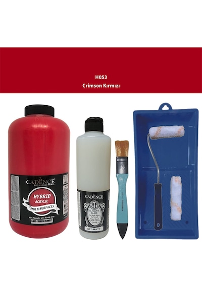 Mobilya Boyası-cadence Multisurface H-053 Crımsonkırmızı 2000ml Ultimate Vernik Mat 500ml Satruloset Crimson Kırmızı