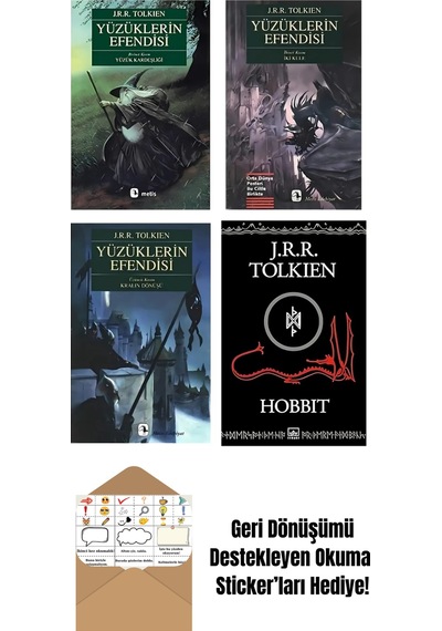 Yüzüklerin Efendisi 3 Kitap + Hobbit + Okuma Sticker'ları
