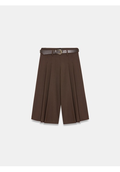 Dilvin 72828 Kemerli Pileli Bermuda Kahve