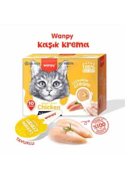 Wanpy Tavuklu Kaşık Krema Kedi Ödül Maması 10x16gr