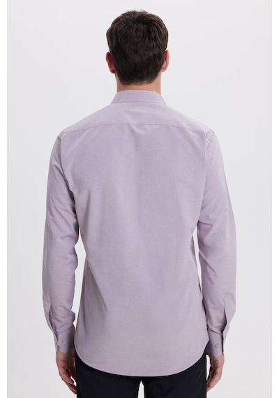 Tudors Modern Slim Fit Uzun Kollu Pamuklu Kolay Ütü Armürlü Gül Kurusu Erkek Gömlek-41840 Gülkurusu