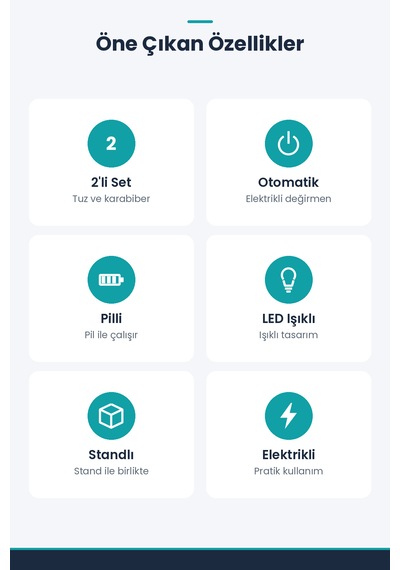 Otomatik Pilli Tuz Karabiber Değirmeni Seti 2 Li Led Işıklı, Standlı, Elektrikli Bahar Çok Renkli