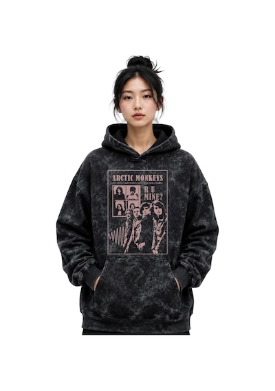 Sevbano Arctic Monkeys Müzik Grubu Baskılı Unisex Oversize Yıkamalı Premi Siyah