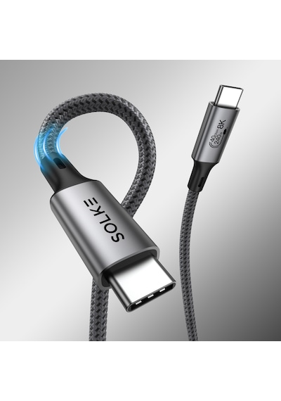 Solke Usb4 Type-c To Type-c Kablo, 1.8 Metre, 240w Pd, 40gbps, 8k 60hz, E-marker Çipli, Thunderbolt 3/4 Uyumlu
