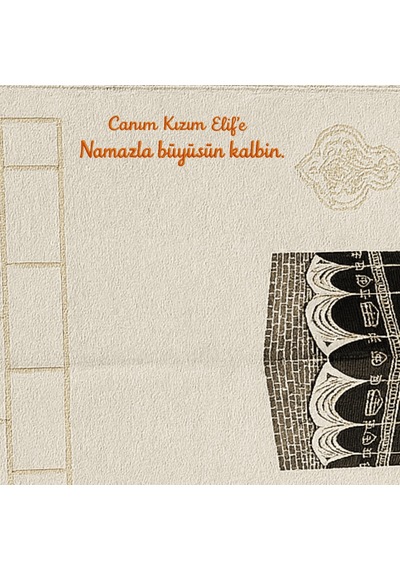 Tesbihane Kişiye Özel Nakış İşlemeli Dini Motifli Saçaklı Beyaz Renk Hediyelik Seccade