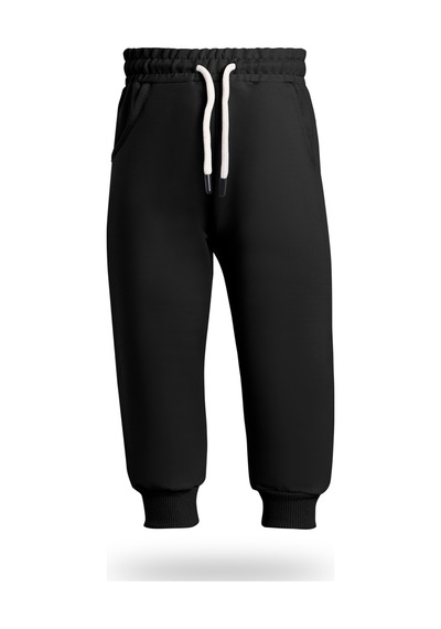 Heyadventure Erkek / Kız Çocuk Jogger Eşofman Altı Cepli Paçası Kaşkorseli Siyah Siyah