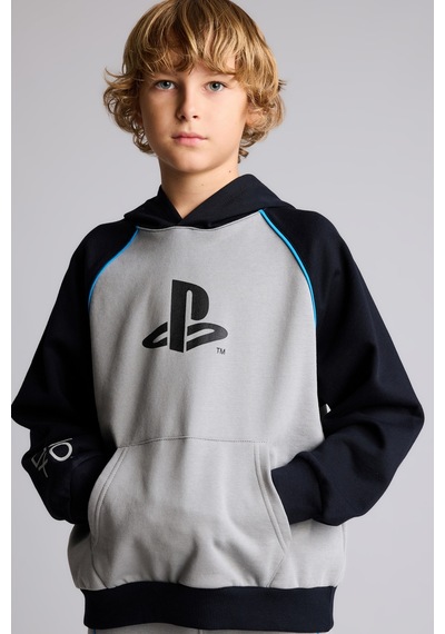 Defacto Playstation Oversize Dik Yaka Baskılı Kanguru Cepli Sweatshirt Erkek Çocuk I3674a826wngr198 Gri-gr198