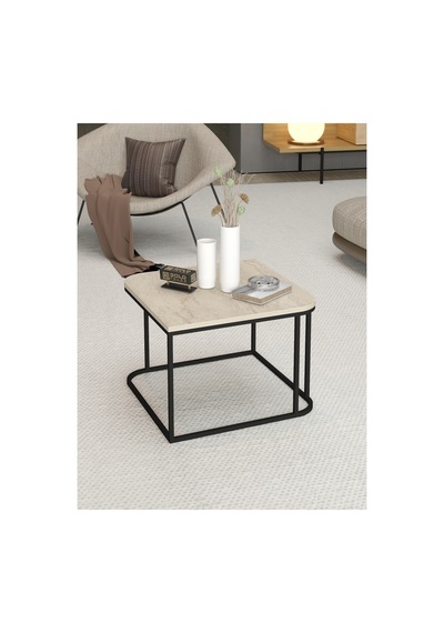 Damla Kare Orta Sehpa Bej 65 Cm Çok Renkli