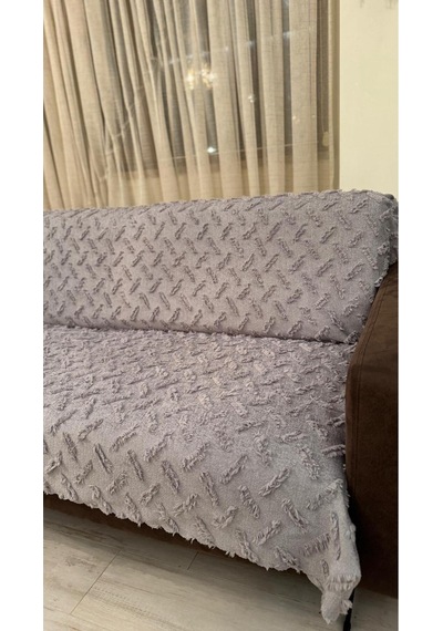 Bohem Tarz Lüks Kaymaz Koltuk Örtüsü 175x220 Şönil Bohem Koltuk Kılıfı Gri