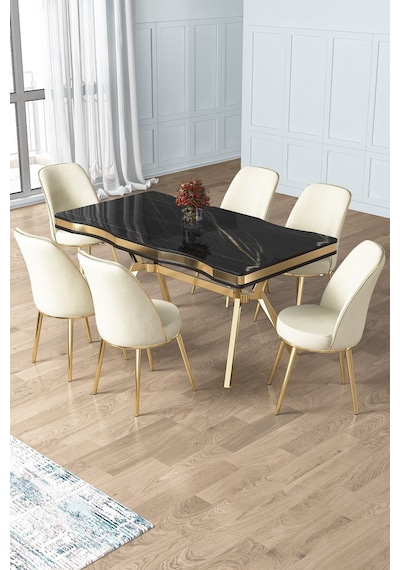 Canisa Prah Serisi 90x160 Lak Panel Sonata Desen Gold Ayak Masa Takımı 6 Krem Sandalye Sonata Masa Krem Sandalye Ayaklar Gold Canisa Prah Serisi 90x160 Lak Panel Sonata Desen Gold Ayak Masa Takımı 6 Krem Sandalye Sonata Masa Krem Sandalye Ayaklar Gold