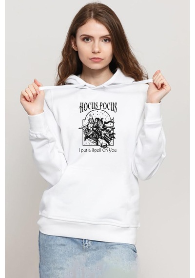 Hocus Pocus I Put A Spell On You Beyaz Kadın 3ip Kapşonlu Sweatshirt 001
