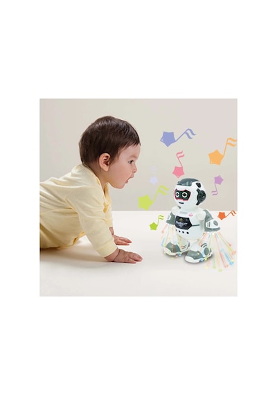 3d Disko Işıklı Ve Müzikli Dans Eden Elektronik Oyuncak Robot Piller Hediye 20 Cm.