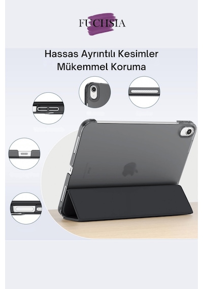 Fuchsia Apple iPad Pro 13 2022 M4 Çip İle Uyumlu Kalemlikli Standlı Katlanabilir Smart Cover Tablet Kılıfı Kapaklı Kılıf