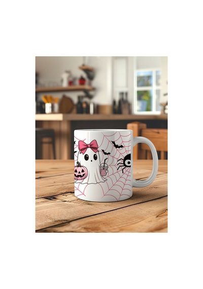 Pembe Kurdeleli Sevimli Hayalet Ve Balkabağı Tasarımlı Hediyelik Kupa Bardak - 330 Ml Çok Renkli - 876079709 Çok Renkli - 876079709 Çok Renkli