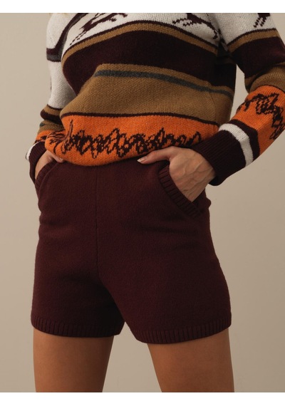 Xint Bordo Doğal Yün Dokulu Regular Fit Şort 850944