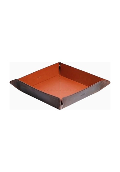 Ryoko Helsinki Valet Tray Oil Pull-up Deri Masa Düzenleyici Dekoratif Tabak & Kaseler Kahverengi