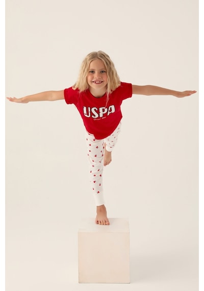 U.s. Polo Assn Lisanslı Text Printed Kırmızı Kız Çocuk Pijama Takımı 5274-43124 Kırmızı