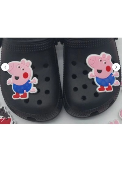 Pepikon Peppa Pig 4 Adet Büyük Boy Terlik Süsü 5x4.5 Cm Peppa Mor - Pembe - Bebe Mavi