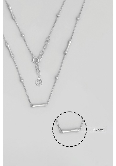 Minimal Dizayn 18 Ayar Beyaz Altın Kaplama 45 Cm Gümüş Zincir Kolye Rodyum