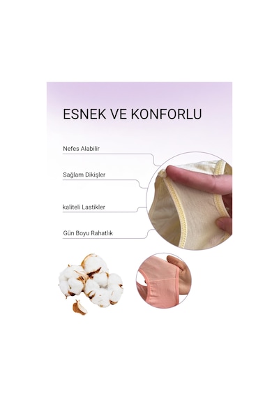 Alya Underwear Kadın Pamuklu Hipster - Slip Külot 5 Farklı Renk 1 Pakette Multicolor-x18
