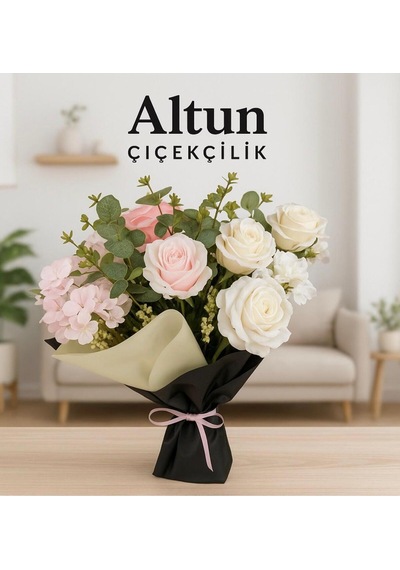 Yapay Gül Buketi 10 Dallı Sevgiliye Ve Arkadaşa Hediye Solmayan Gül Yeşil