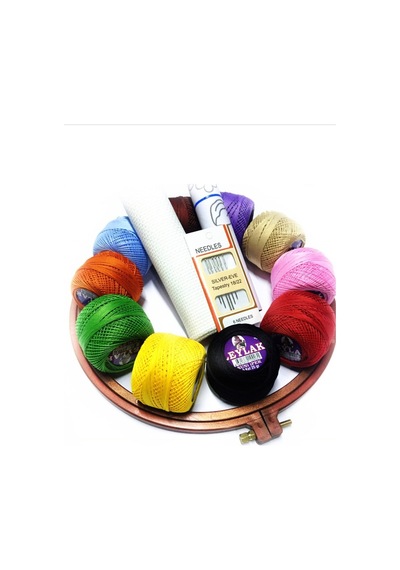 Etamin-Kanaviçe Seti+Kasnak+Etamin Iğnesi+10 Ad.Etamin Ipi
