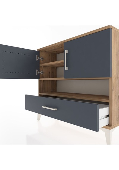Arges Şifonyer 3 Raflı Tek Çekmeceli 2 Kapaklı 88x30x80 Çam-antrasit Atlas Çam Arges Şifonyer 3 Raflı Tek Çekmeceli 2 Kapaklı 88x30x80 Çam-antrasit Atlas Çam
