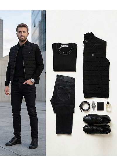 Bys Beystil Erkek Siyah Slim Fit Denim Kot Pantolon 485