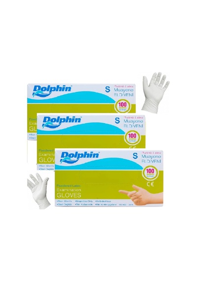 Dolphin Pudralı Lateks Eldiven Beyaz S 3 x 100 Adet