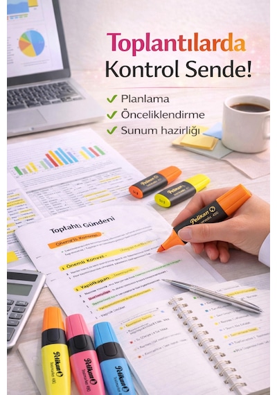 5 Li Sarı Fosforlu Kalem Seti Su Bazlı, 3 Uçlu, Yoğun Pigment Sarı