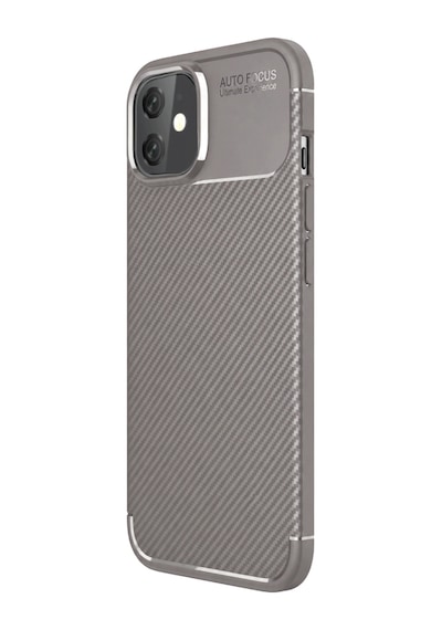 Apple iPhone  Uyumlu    11 Kılıf Auto Focus Karbon Kapak - Gri