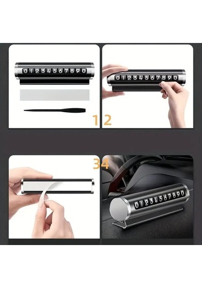 Luxury Araç İçi Torpido Üstü Çevirmeli Telefon Park Numaratörü Park Tel 10.5x2.7cm Siyah