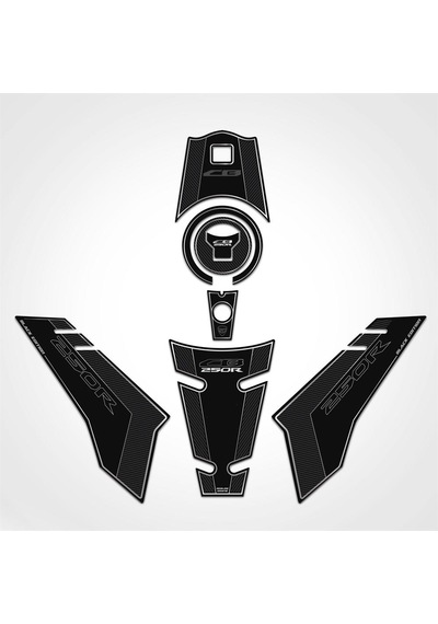 Cb 250 R Tank Pad Set Motorsiklet Koruma Siyah-Gümüş