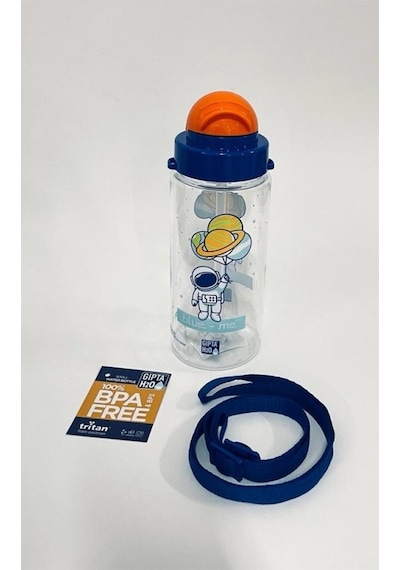 Gıpta Blue - Me Tritan Desenli Pipetli Matara 500 Cc Lacivert
