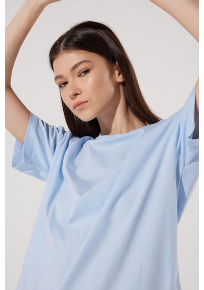 Lee Loose Fit Rahat Kesim %100 Pamuk Bisiklet Yaka Mavi Tişört L231308400 Mavi