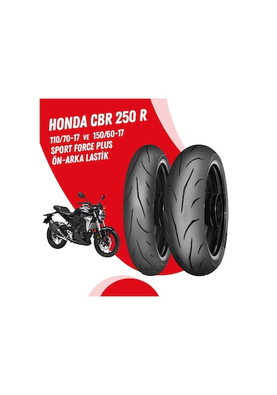Honda Cbr 250 R Mitas Sport Force + Lastik Takımı 110/70-17 + 150/60-17