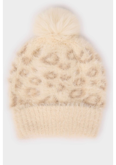 Defacto Kız Bebek Leopar Desenli Bere F0022a525wnbg47 Bej