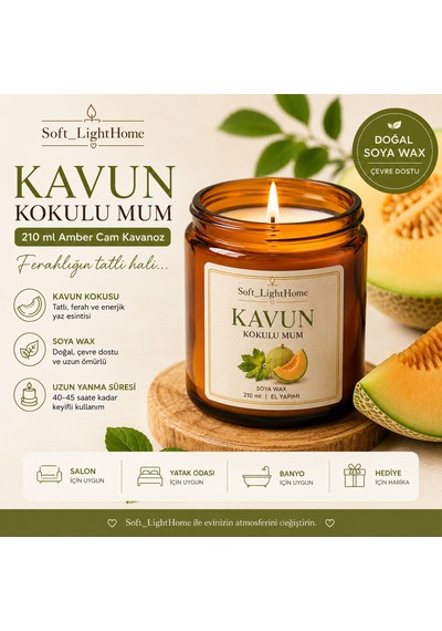Kavun Kokulu Mum Soft Lighthome Beyaz - Turuncu