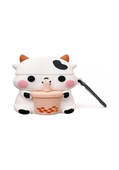 Caseonn Apple Airpods Uyumlu 5 Kılıf Karakter Figürlü Bba Cow Bej - Beyaz